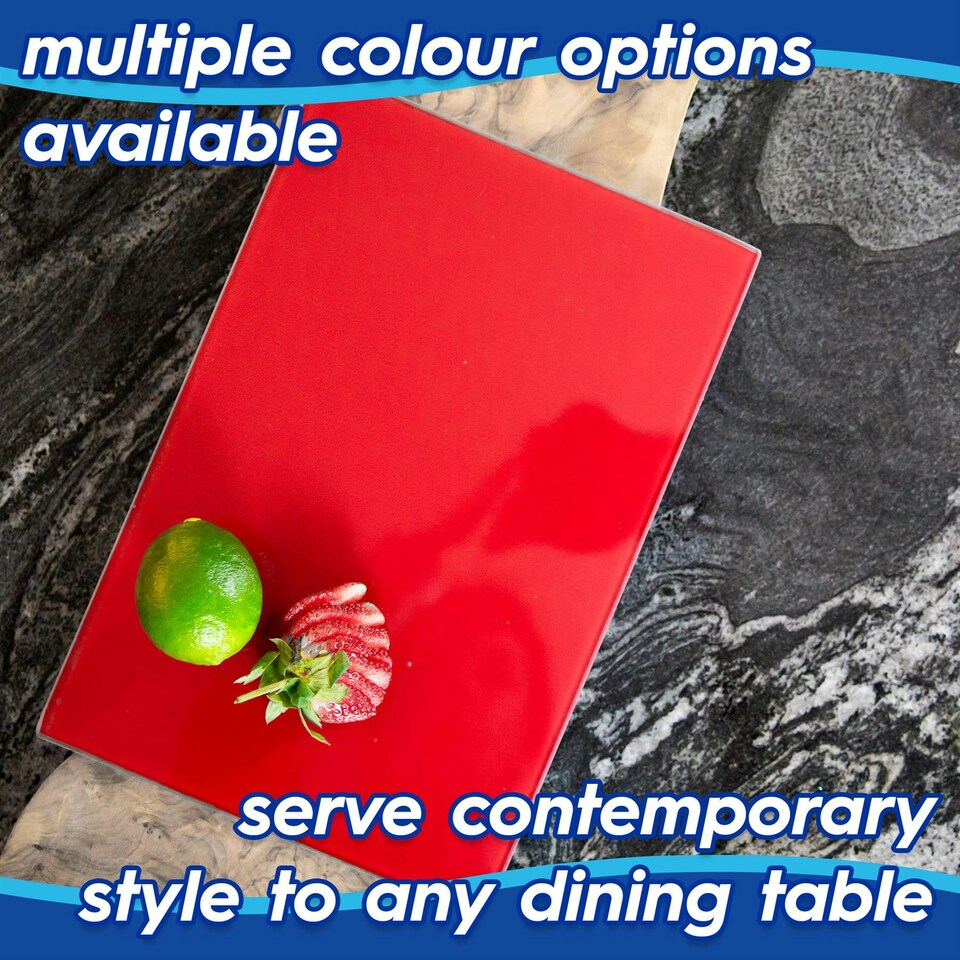 image 1 of Harbour Housewares Rectangle Glass Chopping Board - 50cm x 40cm - Hague Blue - Cutting Board Worktop Saver Worksurface Protector Glass Chopping Board Blue