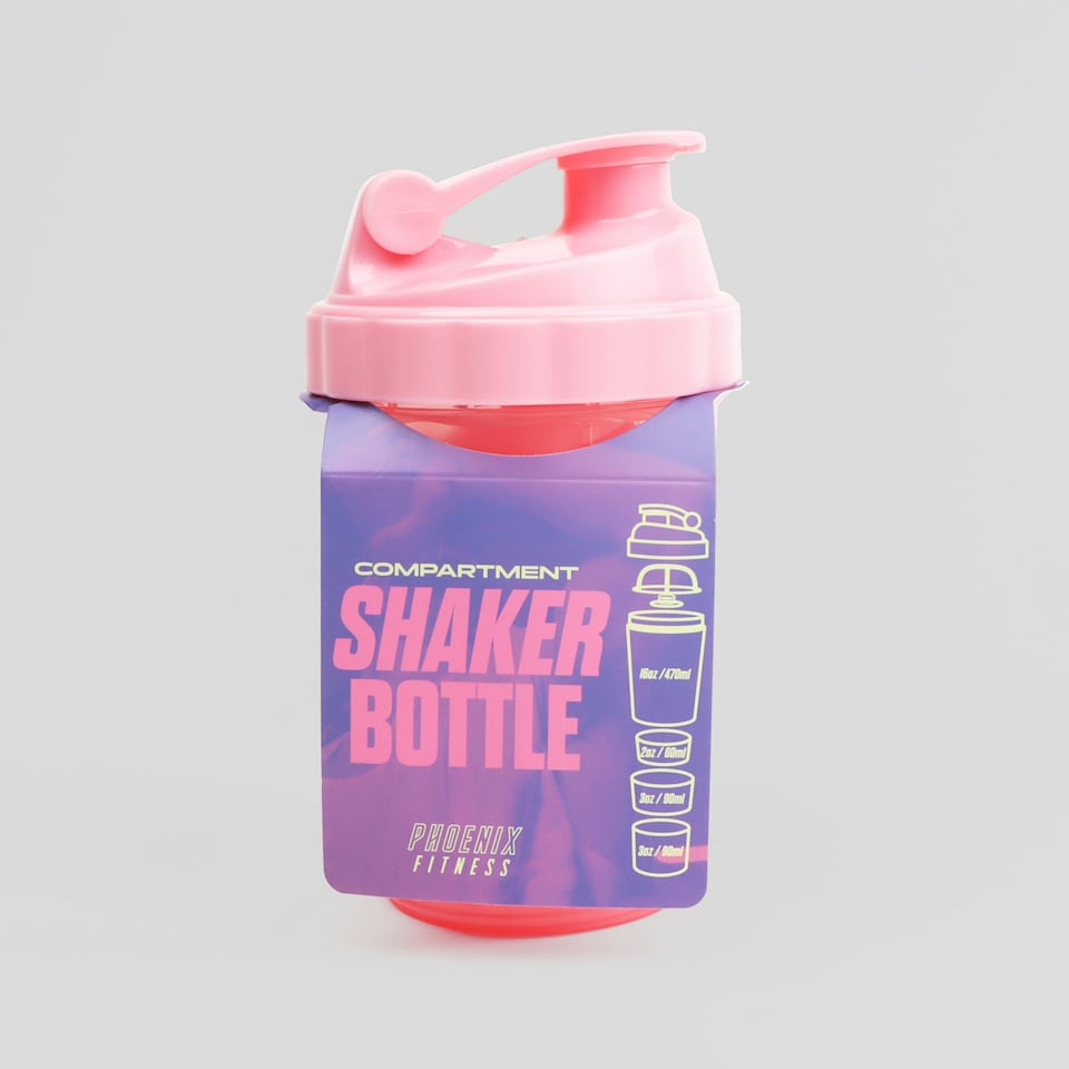 image 1 of Phoenix Fitness Compartment Protein Shaker Bottle - Pink