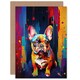 image 1 of French Bulldog Pet Portrait Colourful Neon dog Art Card