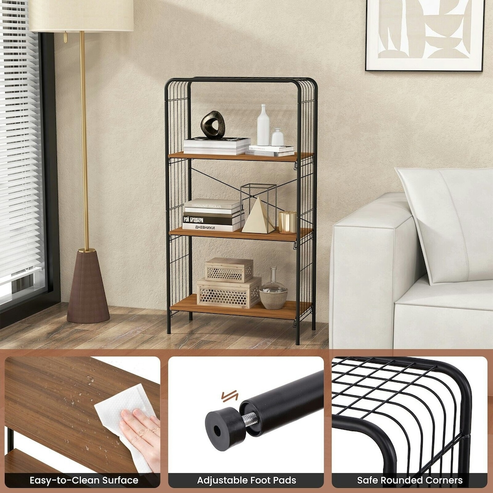 image 1 of COSTWAY 4-Tier Open-Back Storage Shelf Display Rack