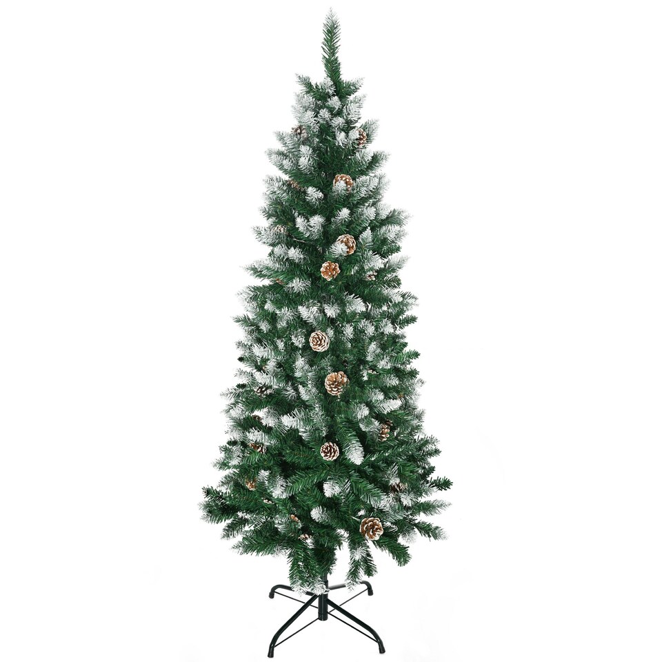 image 1 of HOMCOM 5' Snow Artificial Christmas Tree Holiday Home Décor with Pine Cones