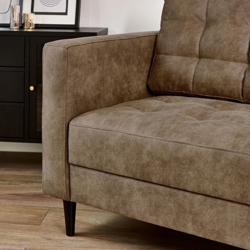 image 1 of Furniturebox Jolene Brown Faux Leather 3 Seater Sofa