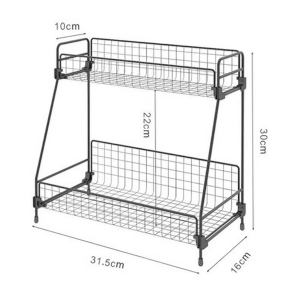 image 1 of Living and Home 2-Tier Metal Jar Storage Rack Organizer - Black | Black