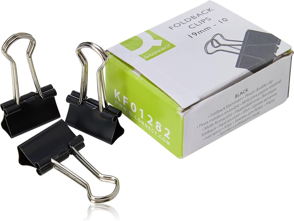 image 1 of Q-Connect Foldback Clip 19mm Black (Pack of 10) KF01282