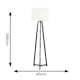 image 2 of ValueLights Lottie Black Wood Tripod Floor Lamp with Cream Boucle Drum Shade and LED Bulb