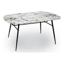 Side table White Black Metal Tempered Glass 90 x 76,5 x 160 cm N/A