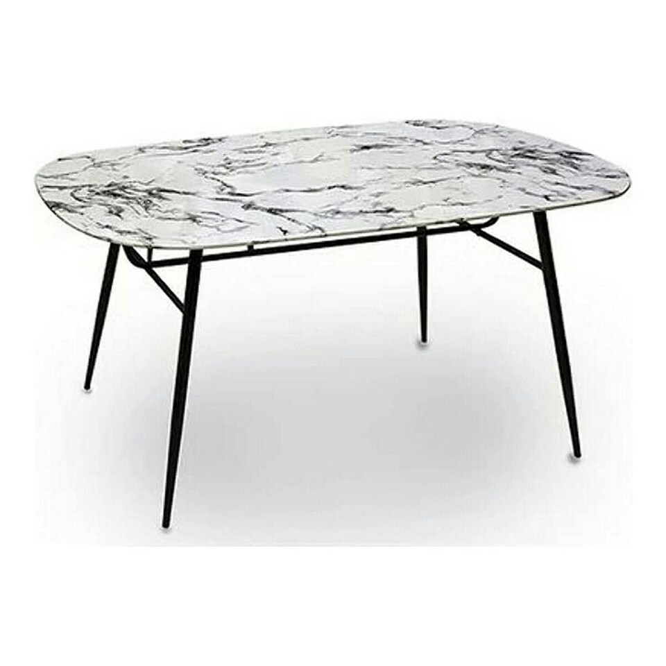 image 1 of Side table White Black Metal Tempered Glass 90 x 76,5 x 160 cm N/A