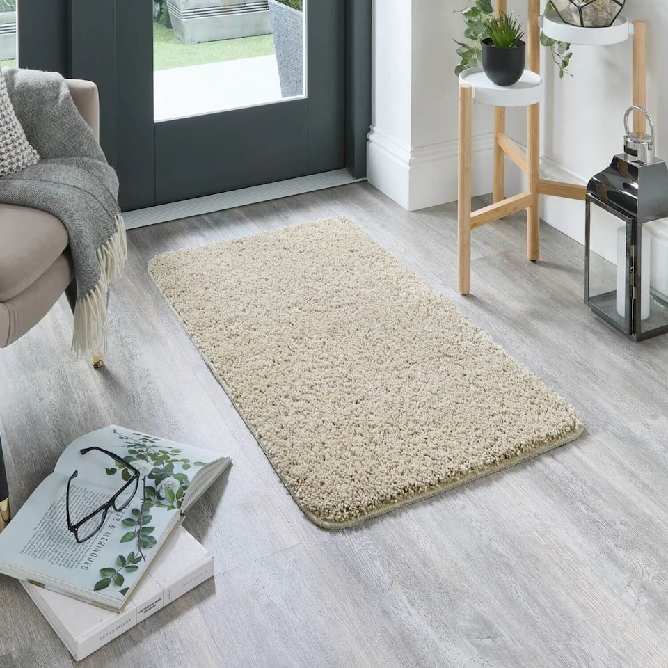 image 1 of Washable Non Slip Shaggy Floor Rug Soft Stain Resistant Plain
