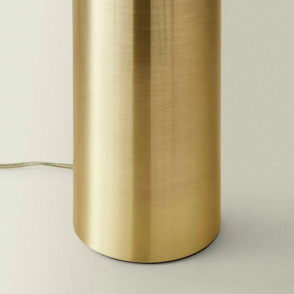 image 1 of ValueLights Lexy Antique Brass Touch Table Lamp with Beige/Gold Shade