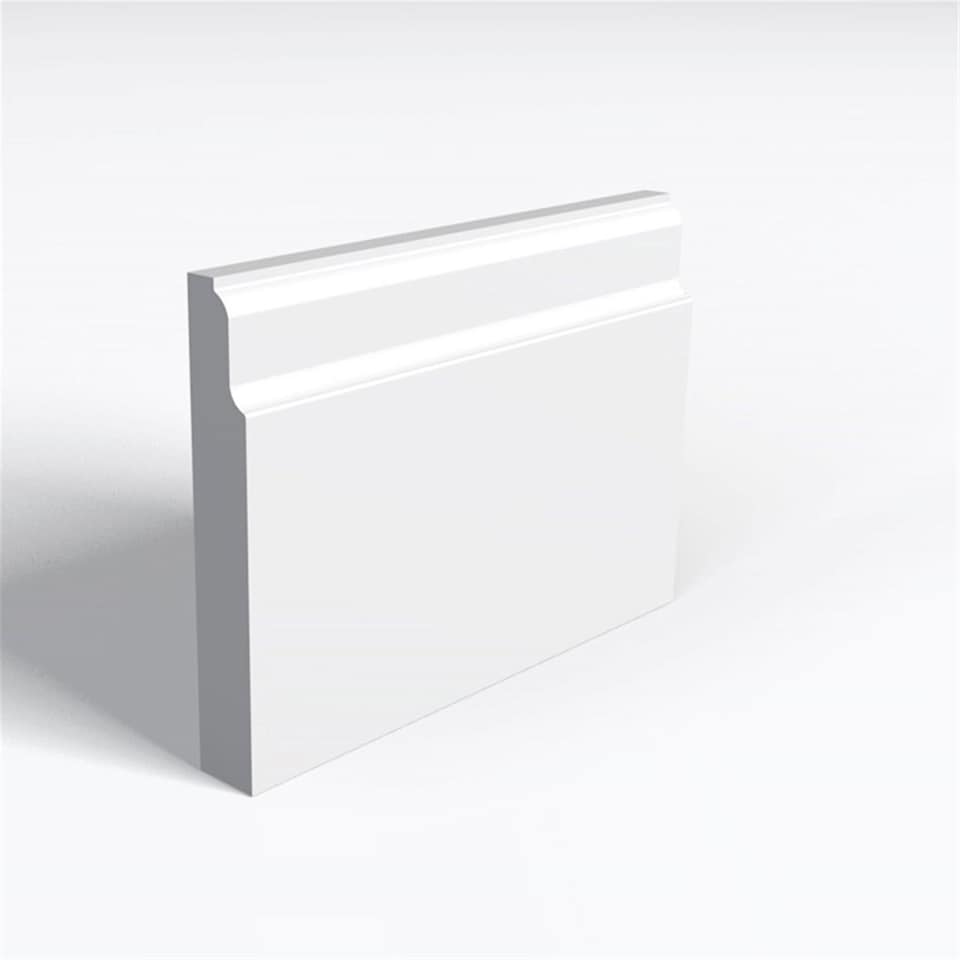 Pack of 5 (Total 5 Units) - Moisture Resistant MDF Primed Fluted Lambstongue Skirting Board - 15mm (T) x 219mm (H) x 3050mm (L)