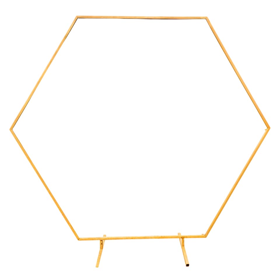 image 1 of Gold Hexagon Arch Stand Party Background Decoration, Garden Arbors - 200cm