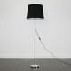 image 2 of ValueLights Modern Brushed Chrome Metal Standard Floor Lamp With Black Shade