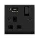 image 1 of SE HOME Matt Black 1 Gang 13A DP Ingot 1 USB Switched Plug Socket Black | Matt