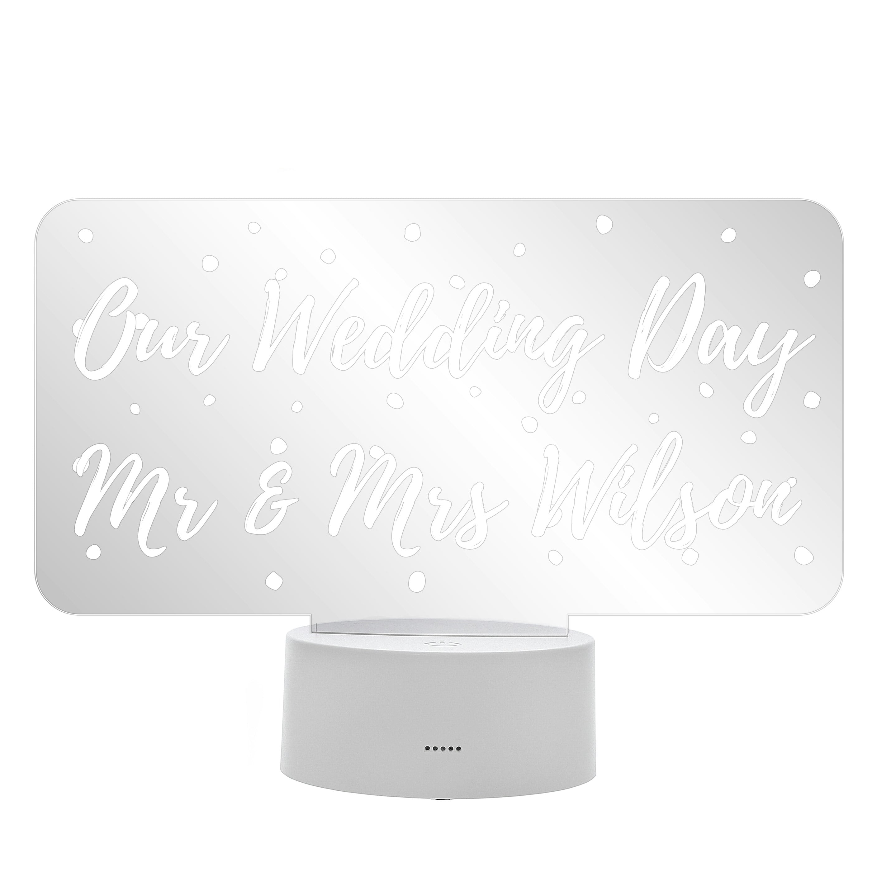 Personalised Memento Company Personalised Polka-dot Message LED Colour Changing Night Light in Clear