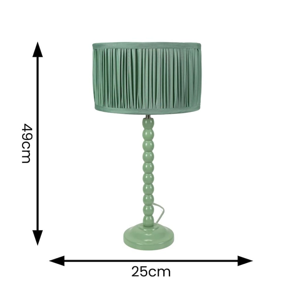 image 1 of ValueLights Bobbins Sage Green Table Lamp Pleat Green Shade
