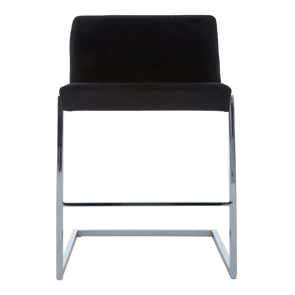 image 1 of Tamzin Black Velvet Bar Chair With Low Back Black