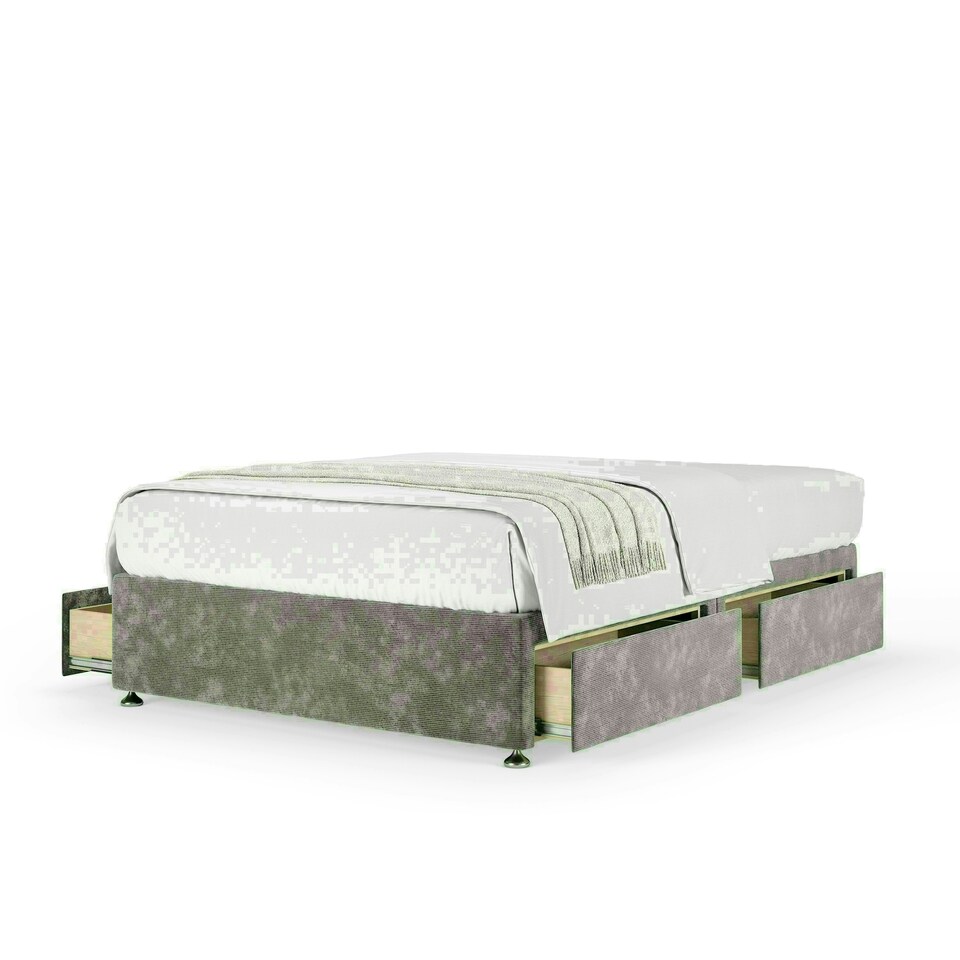 Silver Chenille 4 Drawer Divan Base King Size