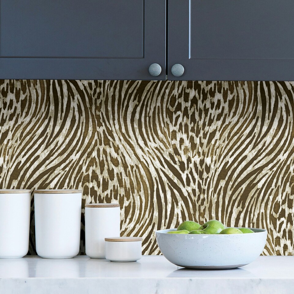 image 1 of NuWallpaper NUS3580 Fierce Peel & Stick Wallpaper, Brown & Gold Multi