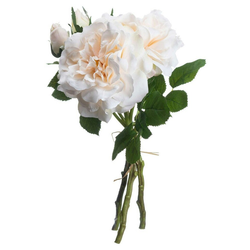 image 1 of Hill Interiors Artificial Short Stem Rose Bouquet - Peach/Cream - One Size