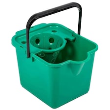 2 x 12L Green Plastic Mop Buckets For Cleaning Hard Floors With Lip For Easy Pouring