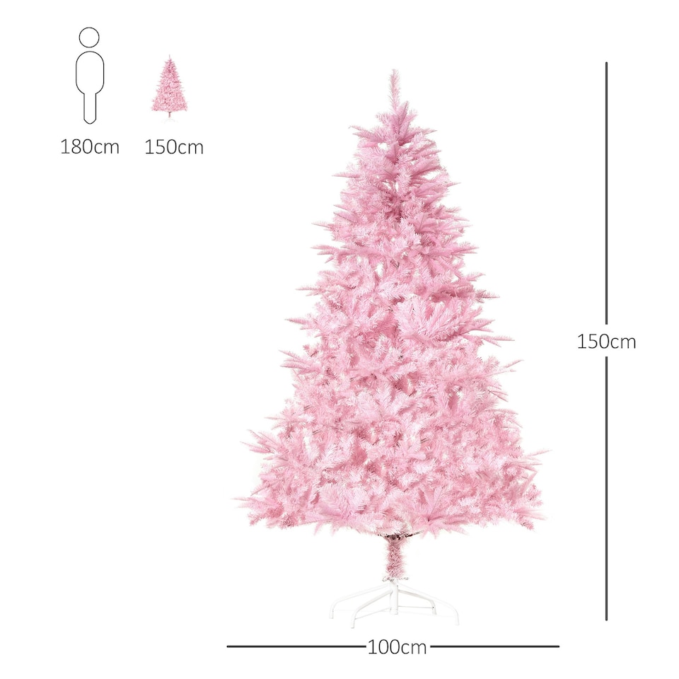 image 1 of HOMCOM 5FT Artificial Christmas Tree w/ Automatic Open for Home Party Pink