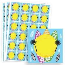 Hawaiian Design 40mm Square Sticker sheet of 24