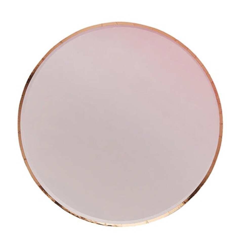 Rose Gold & Pink Ombre Round Paper Plates 23cm - Pack of 8