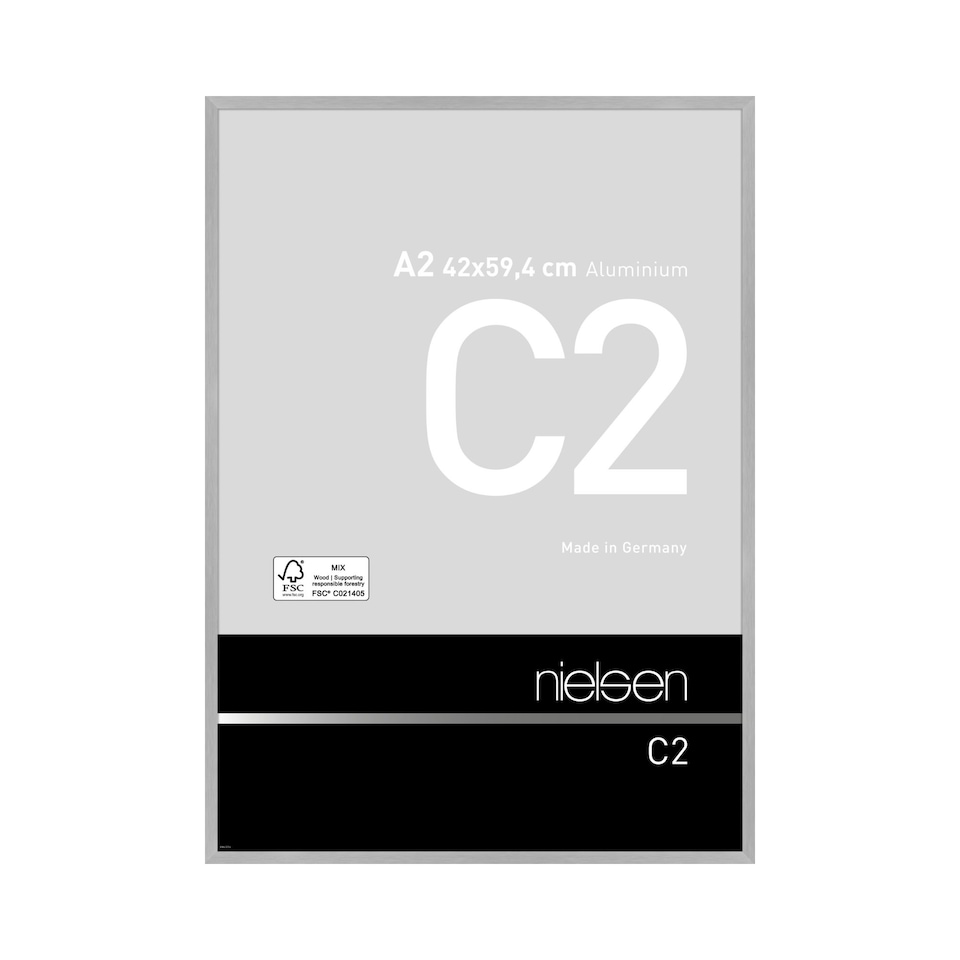 image 1 of Nielsen C2 Aluminium Picture Frame - Real Glass - Soft Silver - A2 (42cm x 59.4cm)