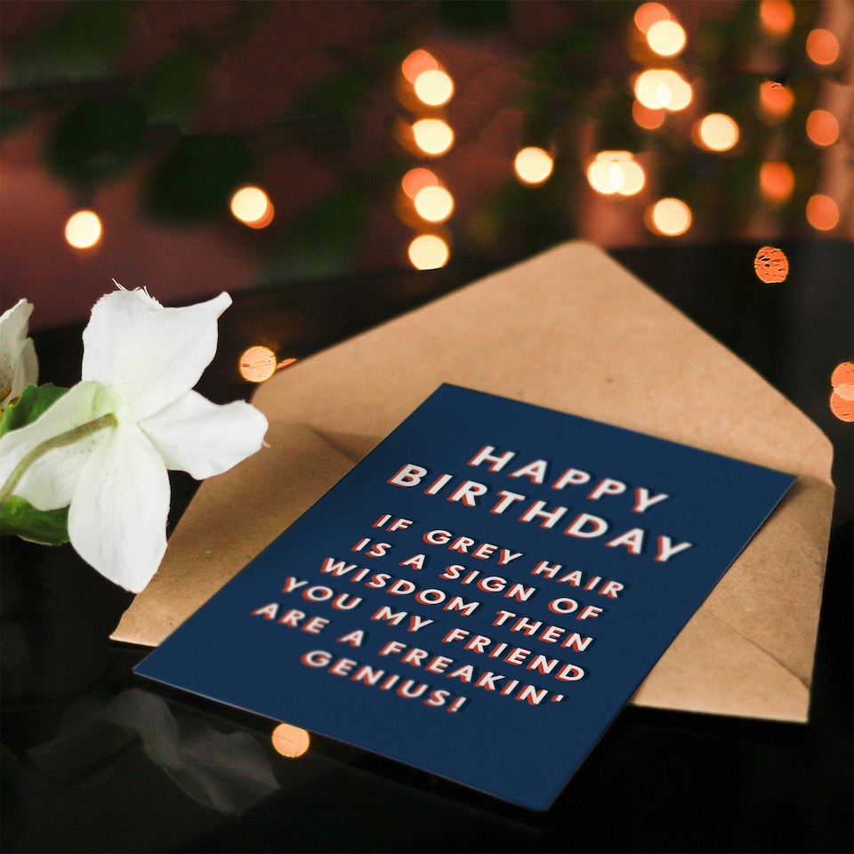 image 1 of Grey Hair Wisdom Genius Him Dad Grandad Joke Funny Birthday Card