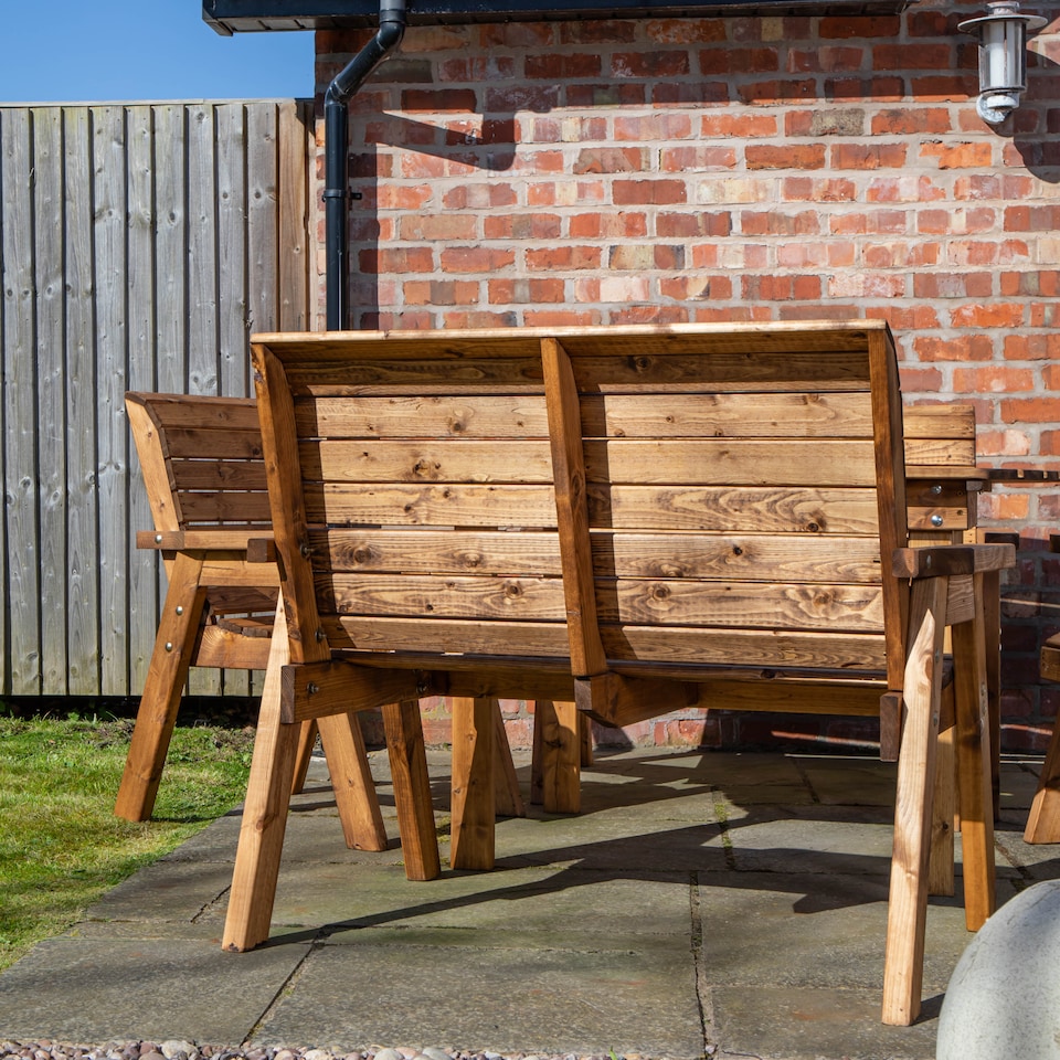 image 1 of Hand Made 6 Seater Chunky Rustic Wooden Garden Furniture Table and Chairs Set