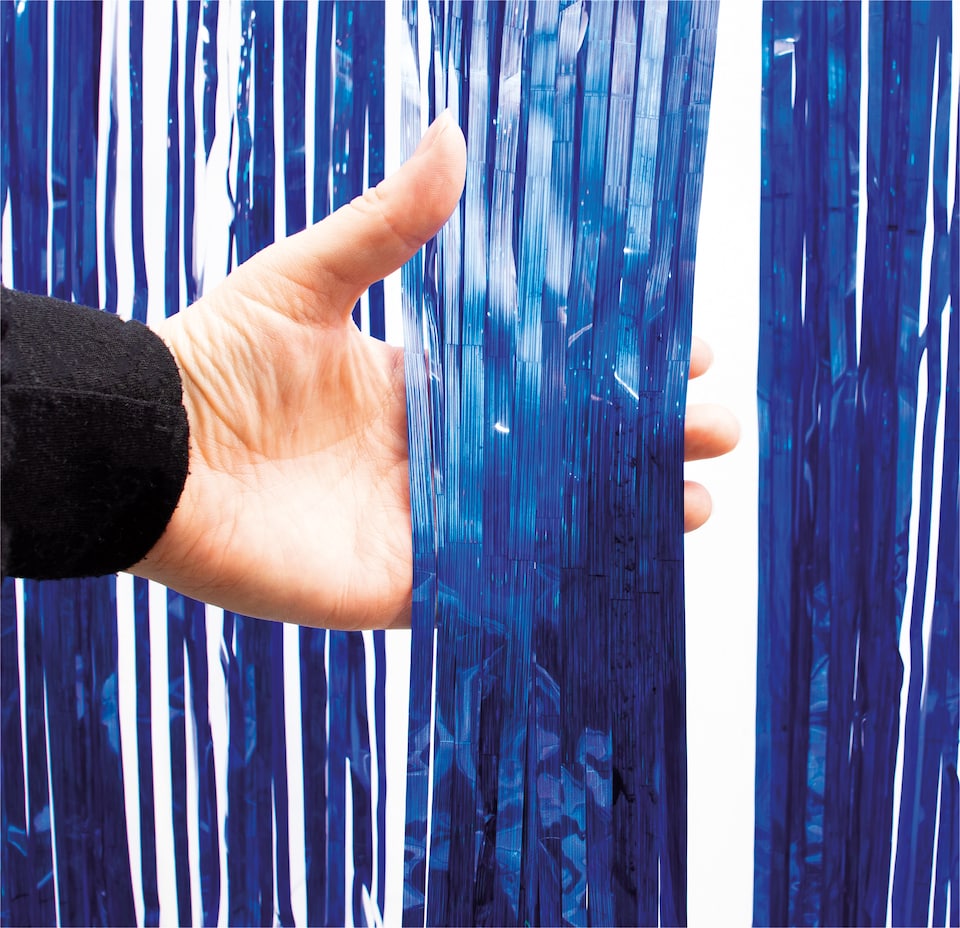 image 1 of Shimmer Tinsel Curtain, 3M x 1M Blue
