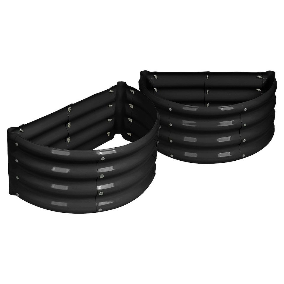 image 1 of Harbour Housewares Semicircular Steel Raised Beds - 60cm x 30cm - Anthracite - 2pc