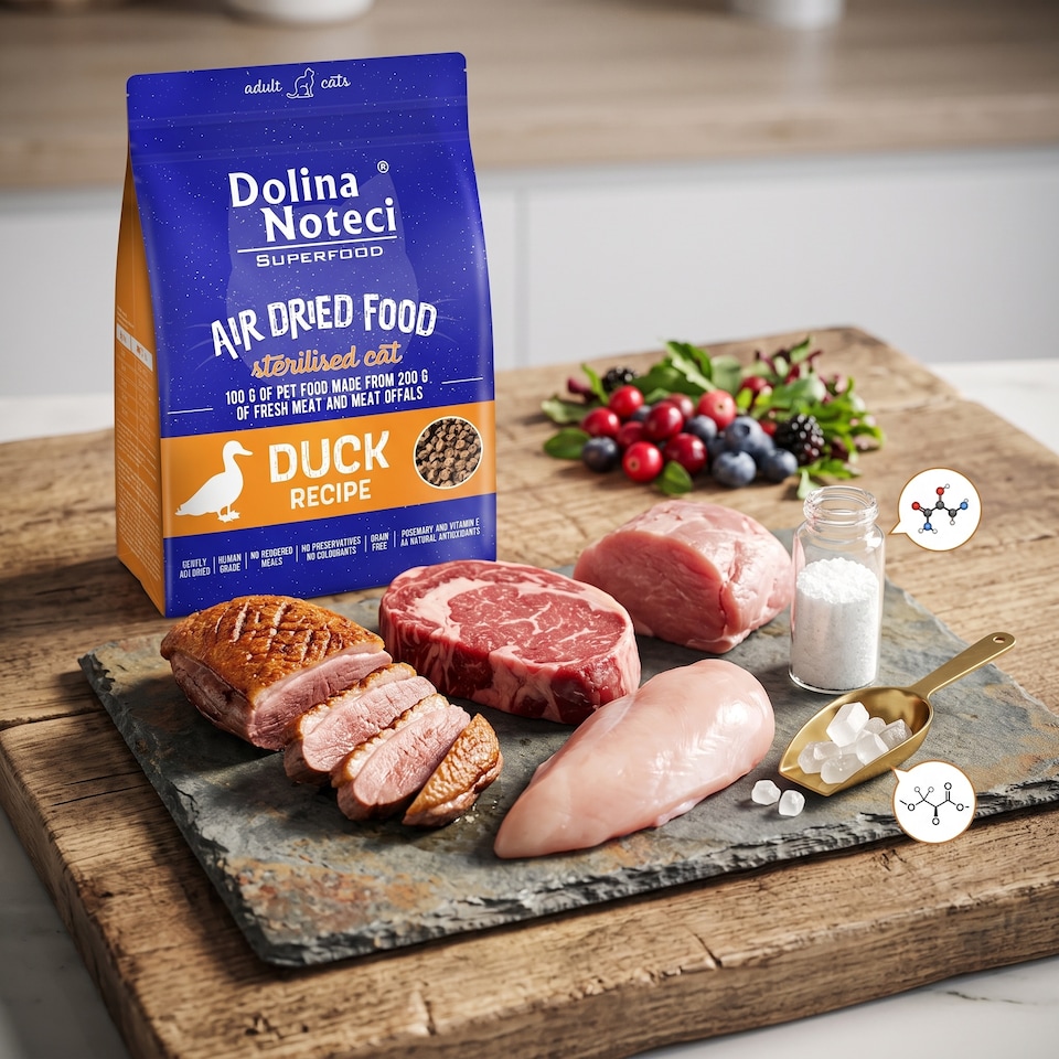 image 1 of Dolina Noteci Superfood Duck Recipe Premium Dried Cat Food for Adult and Sterilised Cats 1kg Rich in Natural Healthy Nutrients x4