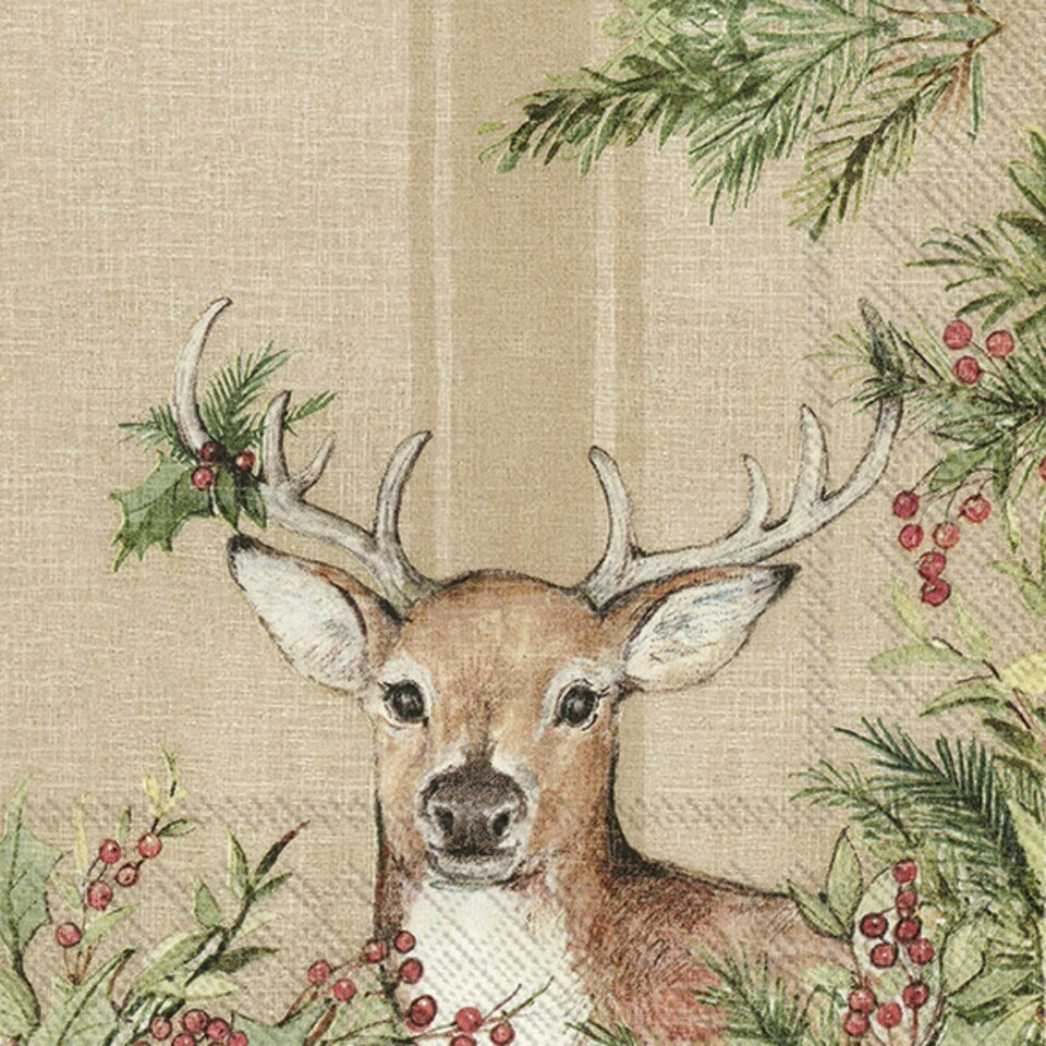 IHR Lunch Napkins Christmas Er Light Brown 33cm 3ply 20 Pack