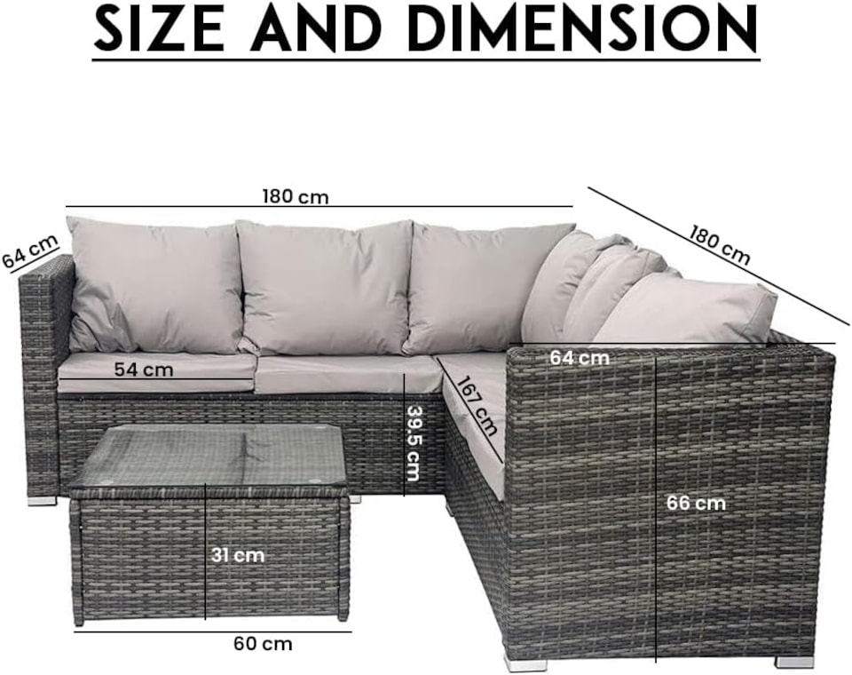 image 1 of Alivio 5-Seater PE Rattan Patio Corner Sofa Set with Table, Anti-UV Cushions