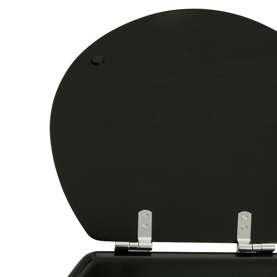 image 1 of Interiors by Premier Black Panel Effect Toilet Seat, Wooden Toilet Lid with Metal Hinges, Bathroom Seat With Zinc Alloy Fittings