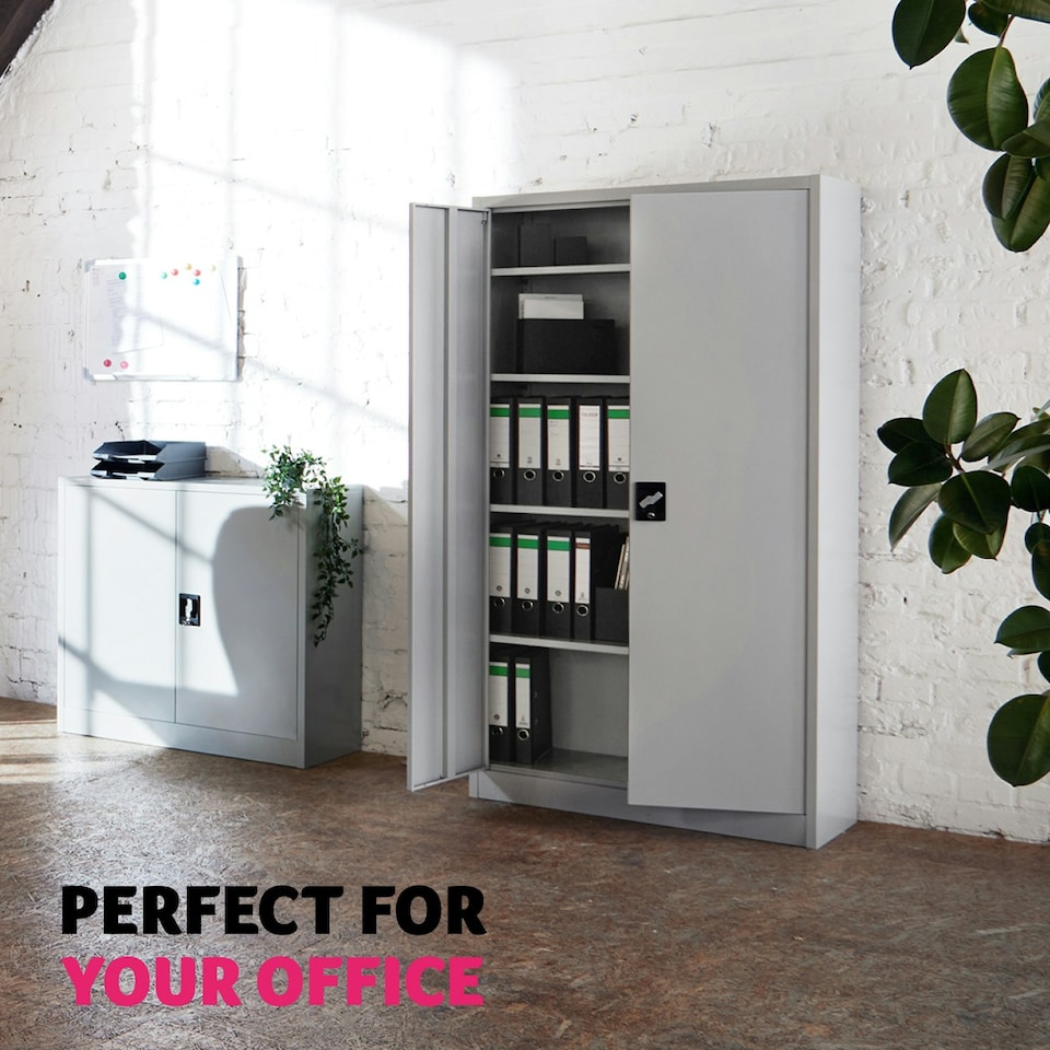 image 1 of Filing Cabinet - 4 adjustable shelves, lockable, 140 x 90 x 40 cm Grey