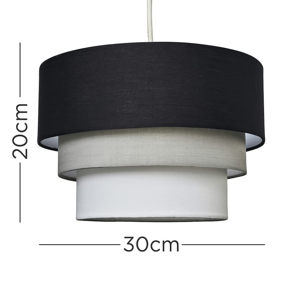 image 1 of ValueLights Aztec 3 Tier Black Ceiling Light Shade and Bulb