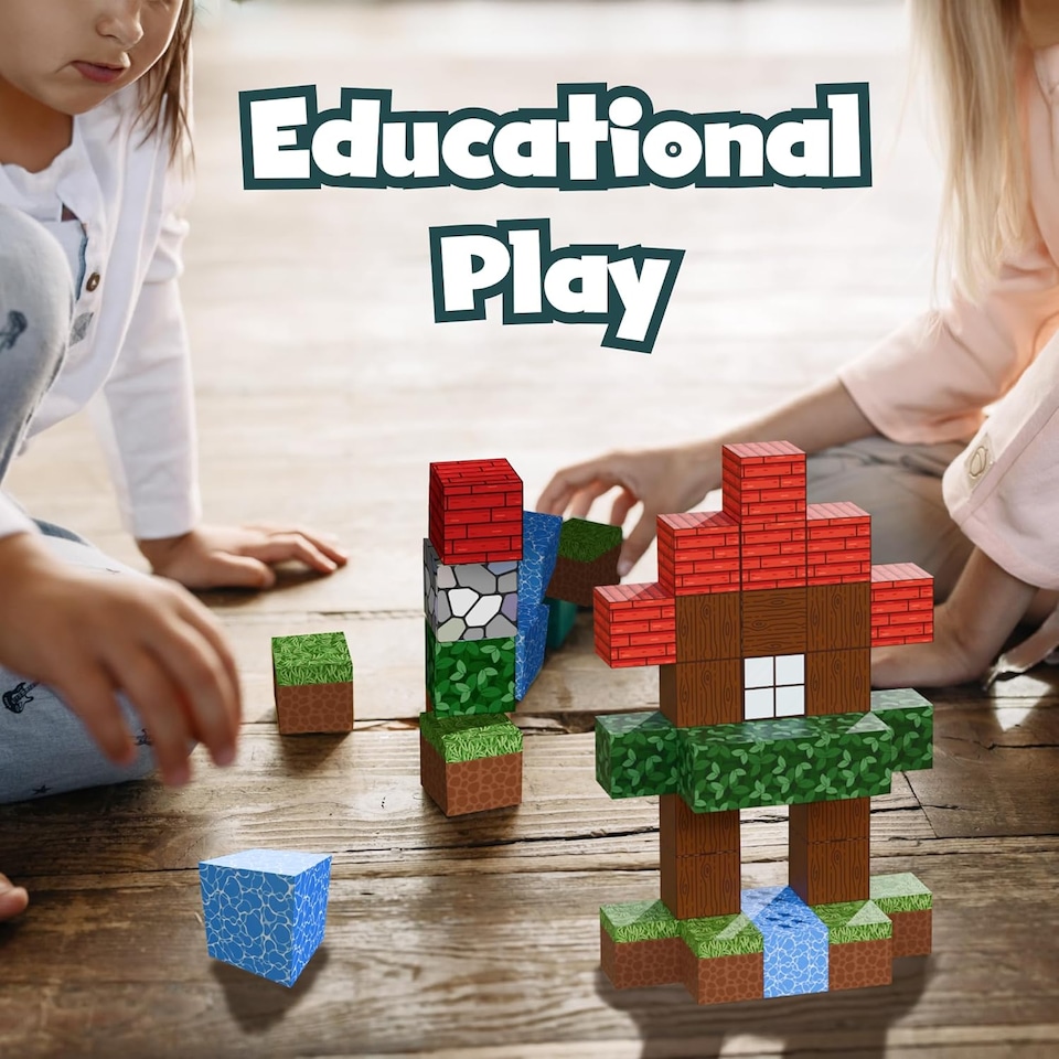 image 1 of Desire Deluxe Magnetic Building Blocks Montessori Construction Cubes for 3Plus Years Toys, Educational Magnetic Tiles Block for Girls & Boys Birthday Gift