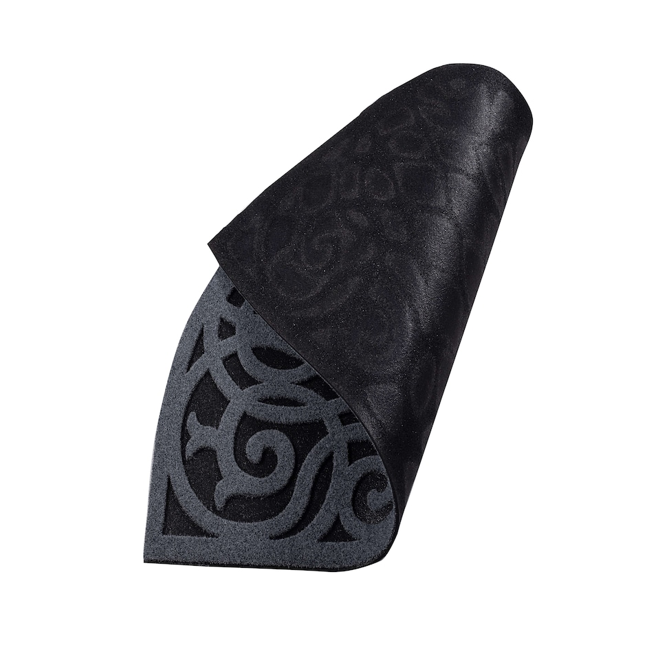 image 1 of Nicoman Victorian Style Halfmoon Rubber Door Mat Grey 75 x 44cm | Grey