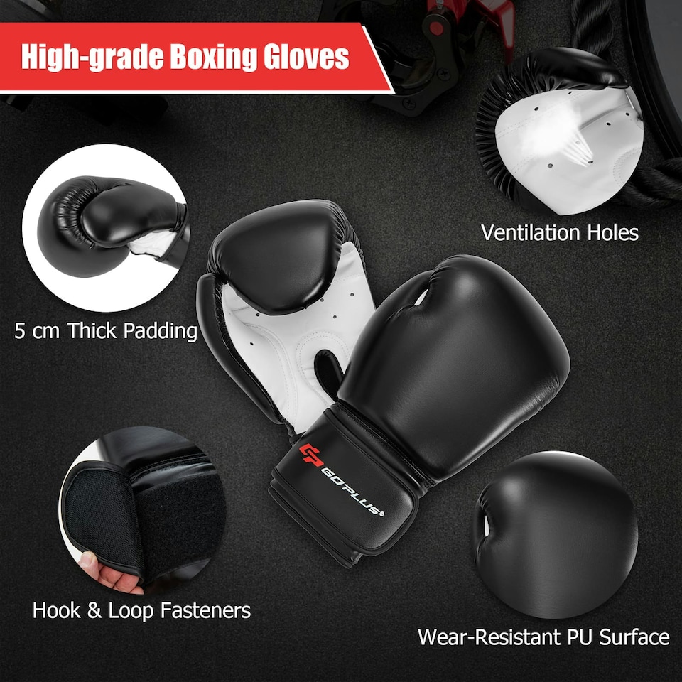 image 1 of COSTWAY Hanging Boxing Bag Set Unfilled Punching Bag Set Black