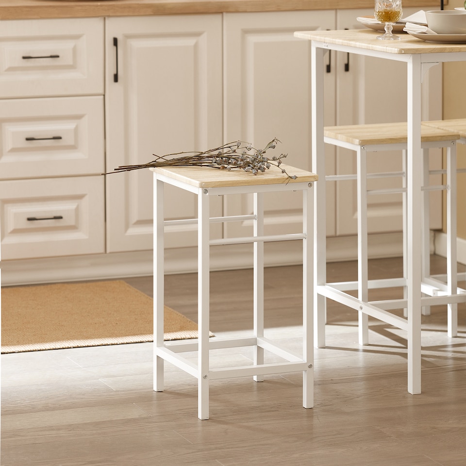 image 1 of SoBuy Breakfast Bar Table and Stools Set 5-Piece, Light Oak/White, 39.4x23.6x34.3 inches, 26.25 kg - OGT11-WN