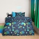 image 1 of OHS Kids Neon Gaming Geo Reverse Duvet Cover and Pillowcase Bedding Set, Double - Green/Blue