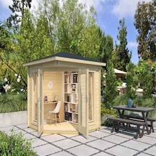 Oban-Log Cabin, Wooden Garden Room, Timber Summerhouse, Home Office - L282.3 x W282.3 x H240.5 cm Brown