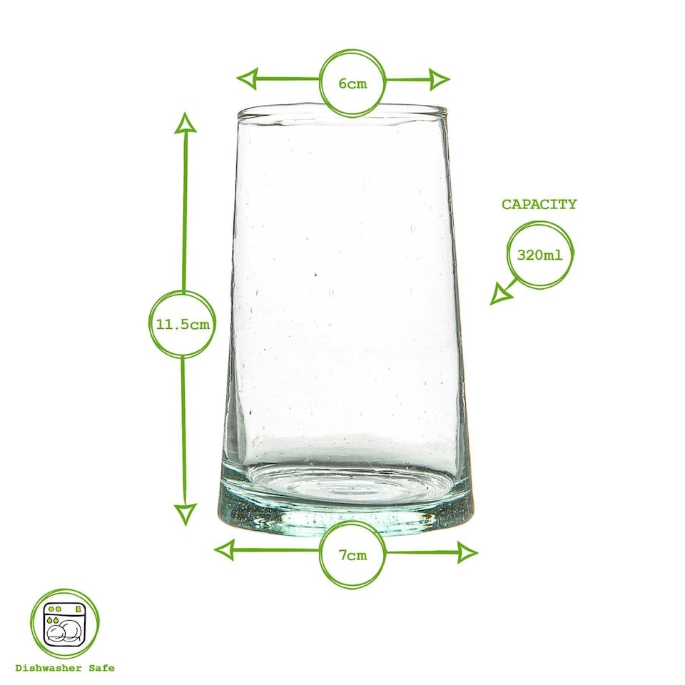 image 1 of Nicola Spring 12 Piece Merzouga Recycled Glassware Set - Blue - Highball Glasses Tumbler Glasses Drinking Glasses Blue