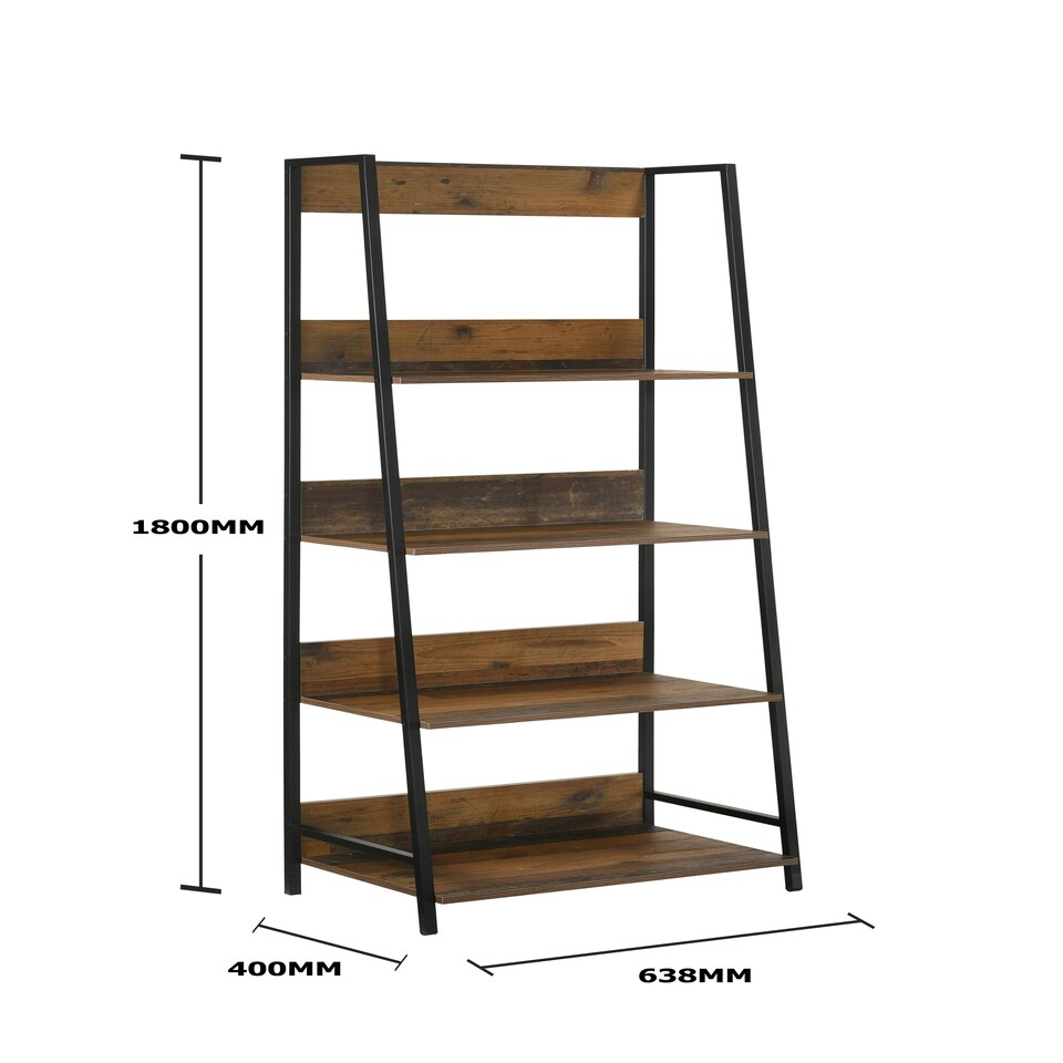 image 1 of Abbey Narrow Rustic Industrial Filling Cabinet Bookcase 4 Tier