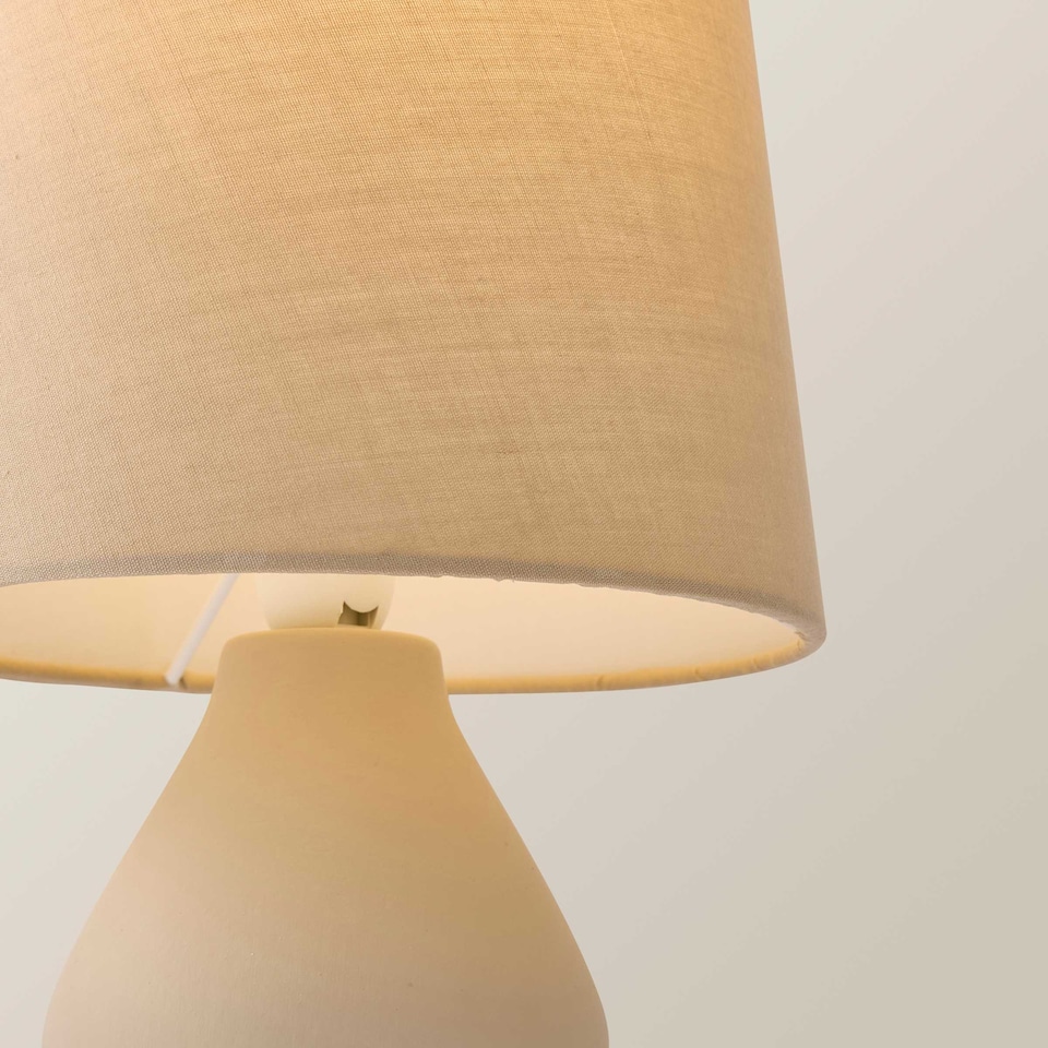 image 1 of ValueLights Arlo Pair of Coffee Ceramic Table Lamps with Coffee Shades & Bulbs | Brown