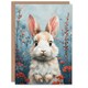 image 1 of Cute Bunny Red Wildflowers Girl Boy Kids Daughter Son Birthday Card