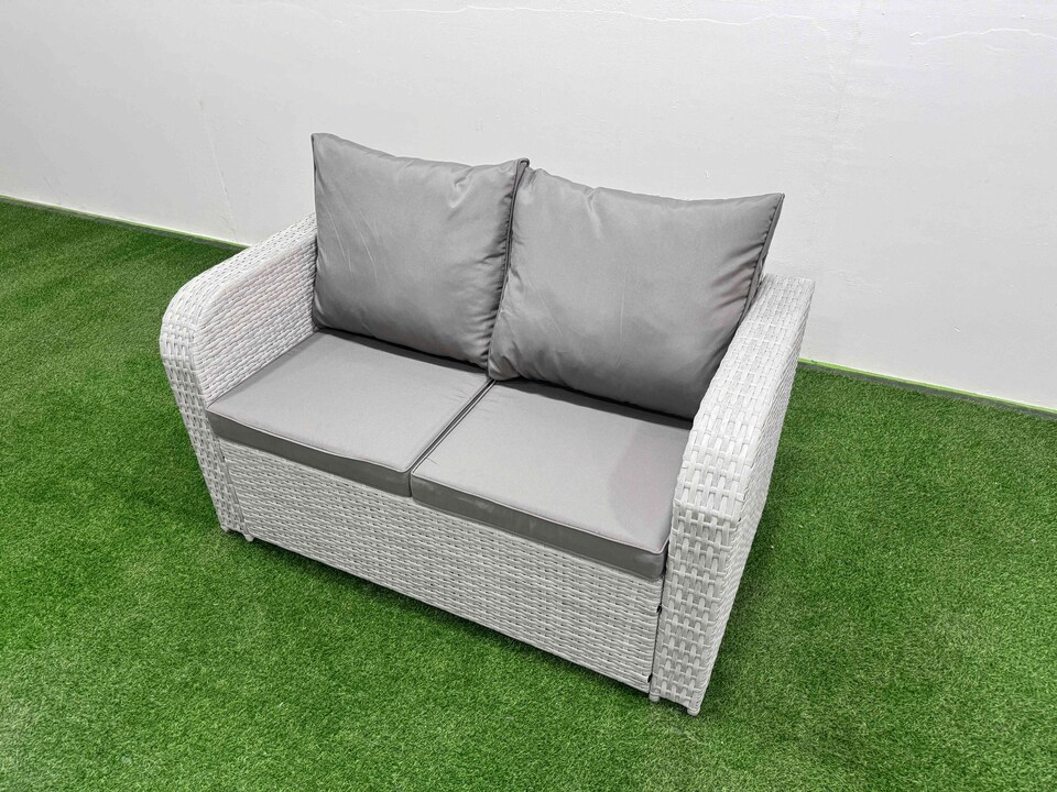 image 1 of Fimous 6 Seater PE Rattan Wicker Garden Furniture Patio Conservatory Sofa Set with Adjustable Lifting Dining or Coffee Table 3 Seater Sofa Love Sofa Big Footstool Side Table
