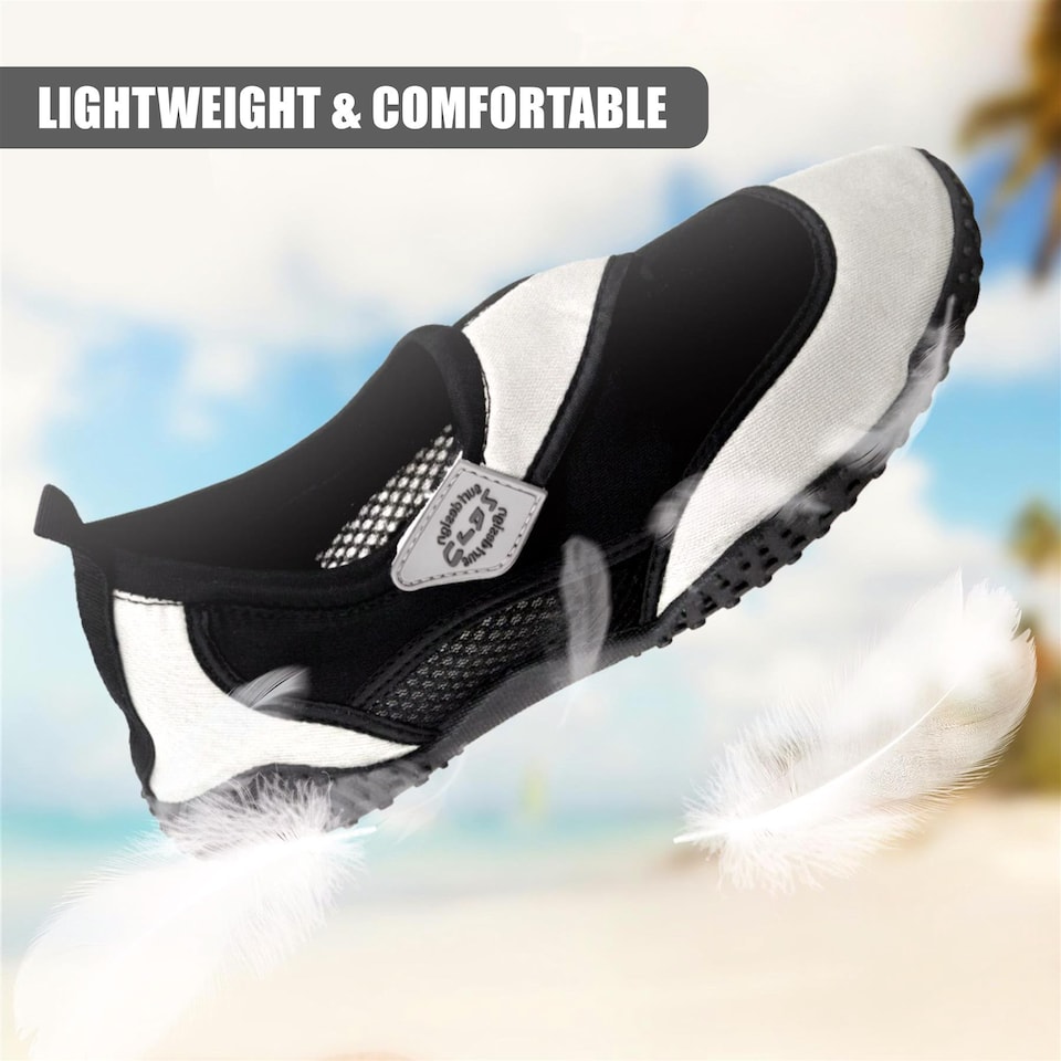 image 1 of GEEZY Aqua Water Shoes, Unisex, Beach Surfing Holidays - Grey, UK Adult 10